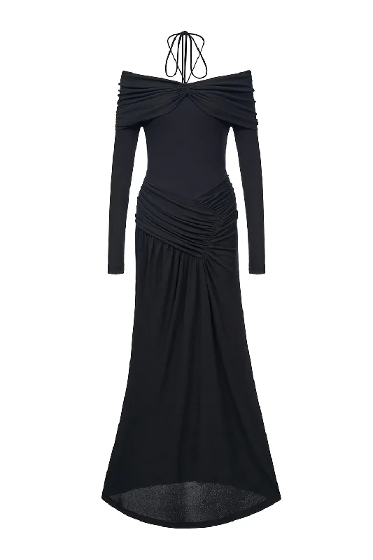 Cotton maxi dresses for a comfortable and everyday - wear optionMinerva A-line Gathered Rib Knit Ankle Length Dress Cotton maxi dresses for a comfortable and everyday - wear optionMinerva A-line Gathered Rib Knit Ankle Length Dress