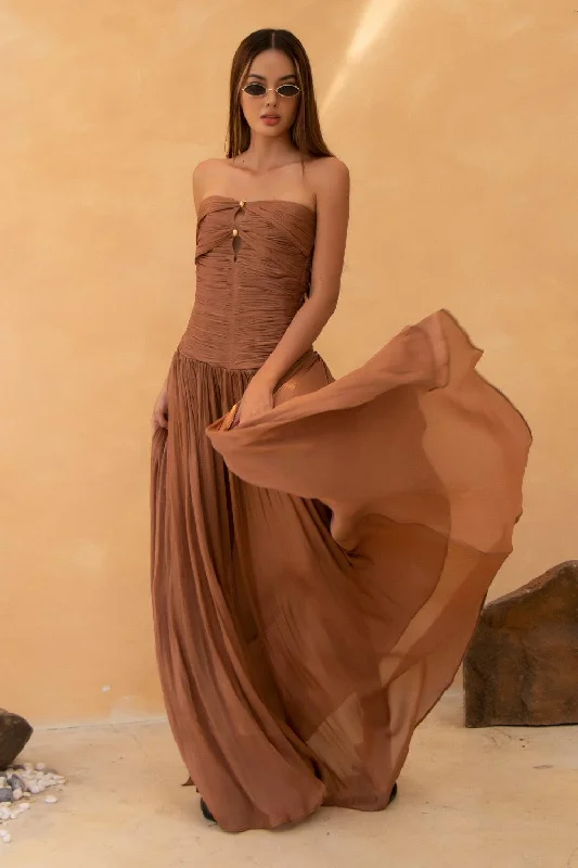 Sheer maxi dresses with lace overlays for a romantic touchNoah Gathered Flared Chiffon Floor Length Dress Sheer maxi dresses with lace overlays for a romantic touchNoah Gathered Flared Chiffon Floor Length Dress