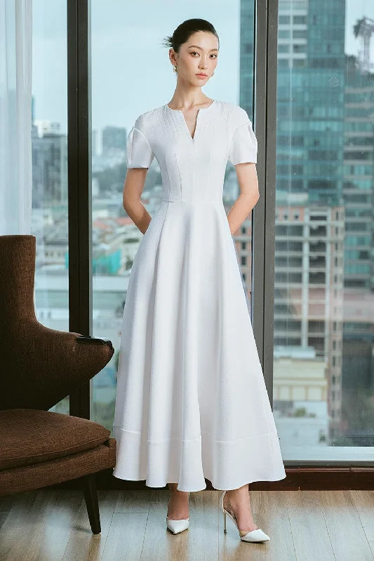 Polyester maxi dresses for easy - care and durabilityVeneta A-line Short Sleeved Polycotton Ankle Length Dress Polyester maxi dresses for easy - care and durabilityVeneta A-line Short Sleeved Polycotton Ankle Length Dress