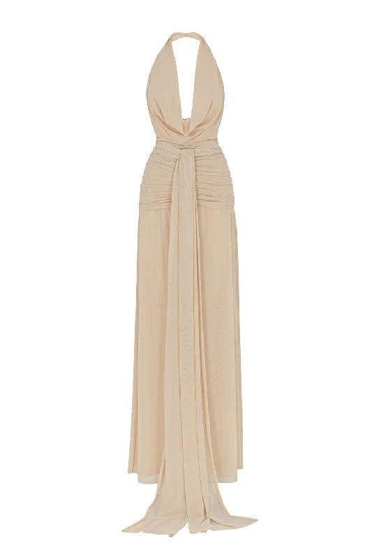 Maxi dresses with a ruffled neckline for a charming lookVenus Sarong Gathered Mesh Floor Length Dress Maxi dresses with a ruffled neckline for a charming lookVenus Sarong Gathered Mesh Floor Length Dress