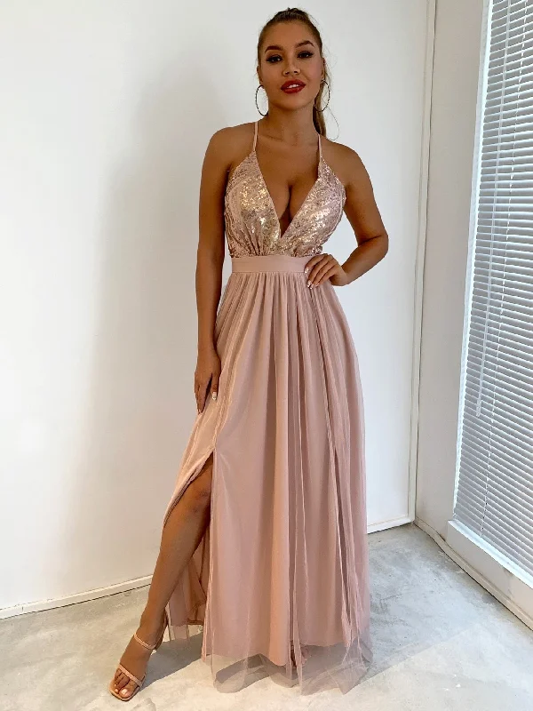 Maxi dresses with geometric prints for a contemporary aestheticFashionSierra - Elegant Sequins Mesh Stitching Long Party Dress Maxi dresses with geometric prints for a contemporary aestheticFashionSierra - Elegant Sequins Mesh Stitching Long Party Dress