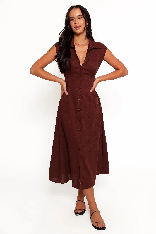 Midi dresses with metallic threads for a glamorous evening eventCami Midi Dress - Chocolate Brown Midi dresses with metallic threads for a glamorous evening eventCami Midi Dress - Chocolate Brown