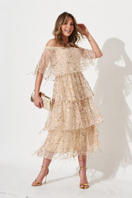 Midi dresses with polka dot prints for a playful summer outfitCosmopolitan Sequin Dress In Blush Midi dresses with polka dot prints for a playful summer outfitCosmopolitan Sequin Dress In Blush