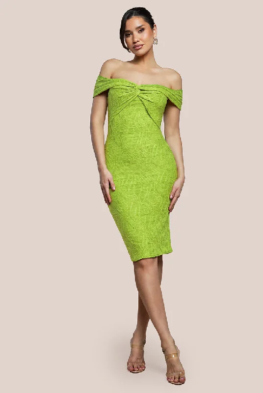 Midi dresses with cotton - blend materials for everyday comfortGoddiva Front Knot Twist Midi Dress - Lime Green Midi dresses with cotton - blend materials for everyday comfortGoddiva Front Knot Twist Midi Dress - Lime Green
