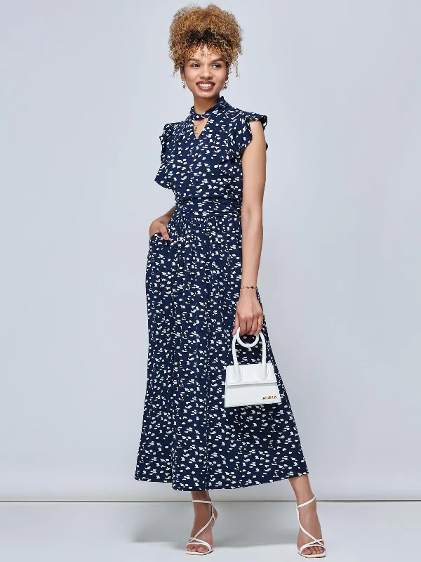 Midi dresses with lace - up fronts for a unique and adjustable styleJolie Moi Doris Frill Shoulder Maxi Dress, Dark Teal Midi dresses with lace - up fronts for a unique and adjustable styleJolie Moi Doris Frill Shoulder Maxi Dress, Dark Teal