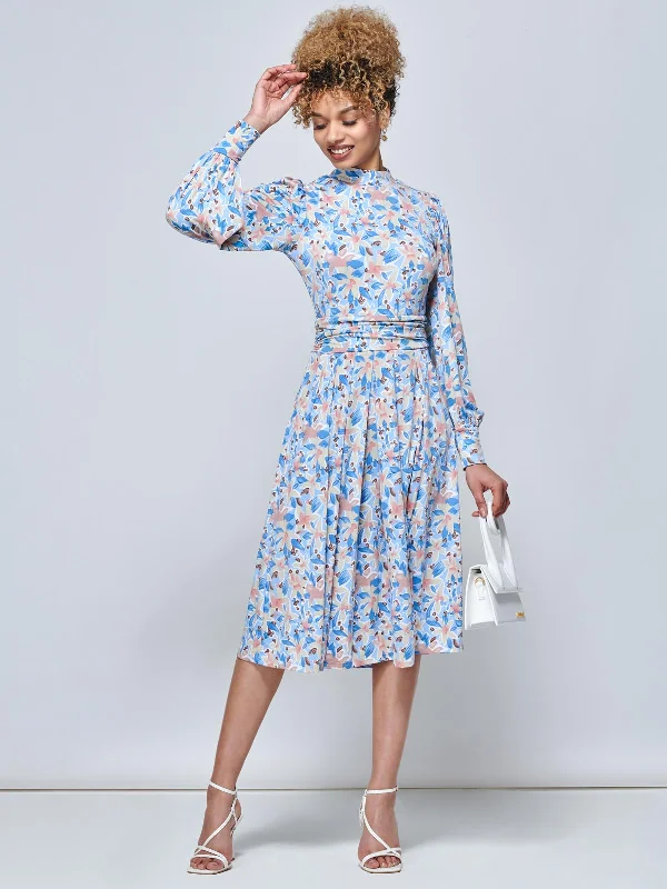 Midi dresses with cold - shoulder cutouts for a trendy styleJolie Moi Vesper Long Sleeve Midi Dress, Blue Floral Midi dresses with cold - shoulder cutouts for a trendy styleJolie Moi Vesper Long Sleeve Midi Dress, Blue Floral