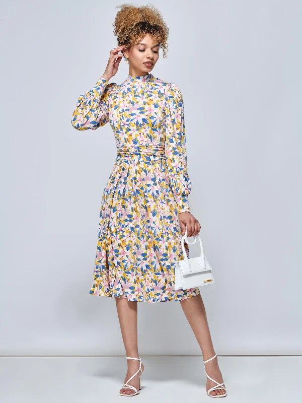 Midi dresses with asymmetric hems for a fashion - forward and dynamic appearanceJolie Moi Vesper Long Sleeve Midi Dress, Yellow Floral Midi dresses with asymmetric hems for a fashion - forward and dynamic appearanceJolie Moi Vesper Long Sleeve Midi Dress, Yellow Floral