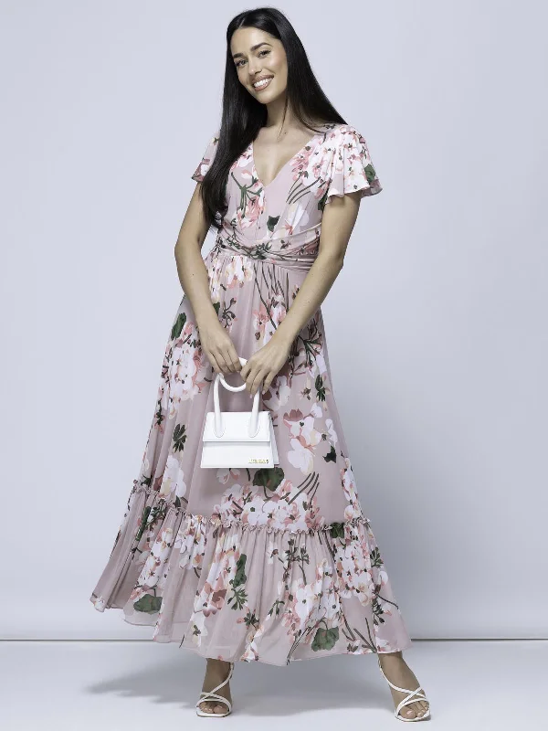 A - line midi dresses with floral prints for spring brunchesKailee Mesh Floral Print Maxi Dress, Dusty Pink A - line midi dresses with floral prints for spring brunchesKailee Mesh Floral Print Maxi Dress, Dusty Pink