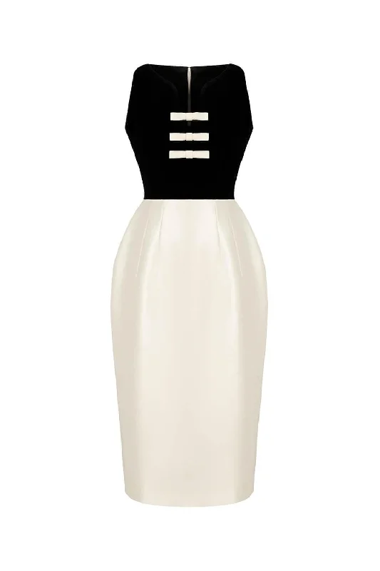 Midi dresses with mesh inserts for a trendy and breathable optionKeva Pencil Sleeveless Glossy Taffeta Midi Dress Midi dresses with mesh inserts for a trendy and breathable optionKeva Pencil Sleeveless Glossy Taffeta Midi Dress