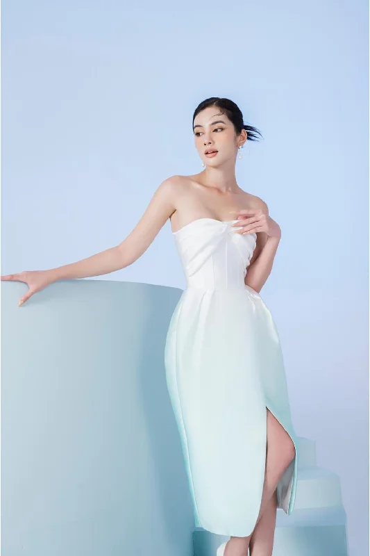 Midi dresses with ruched bodices for a feminine and fitted feelRoy Strapless Dress