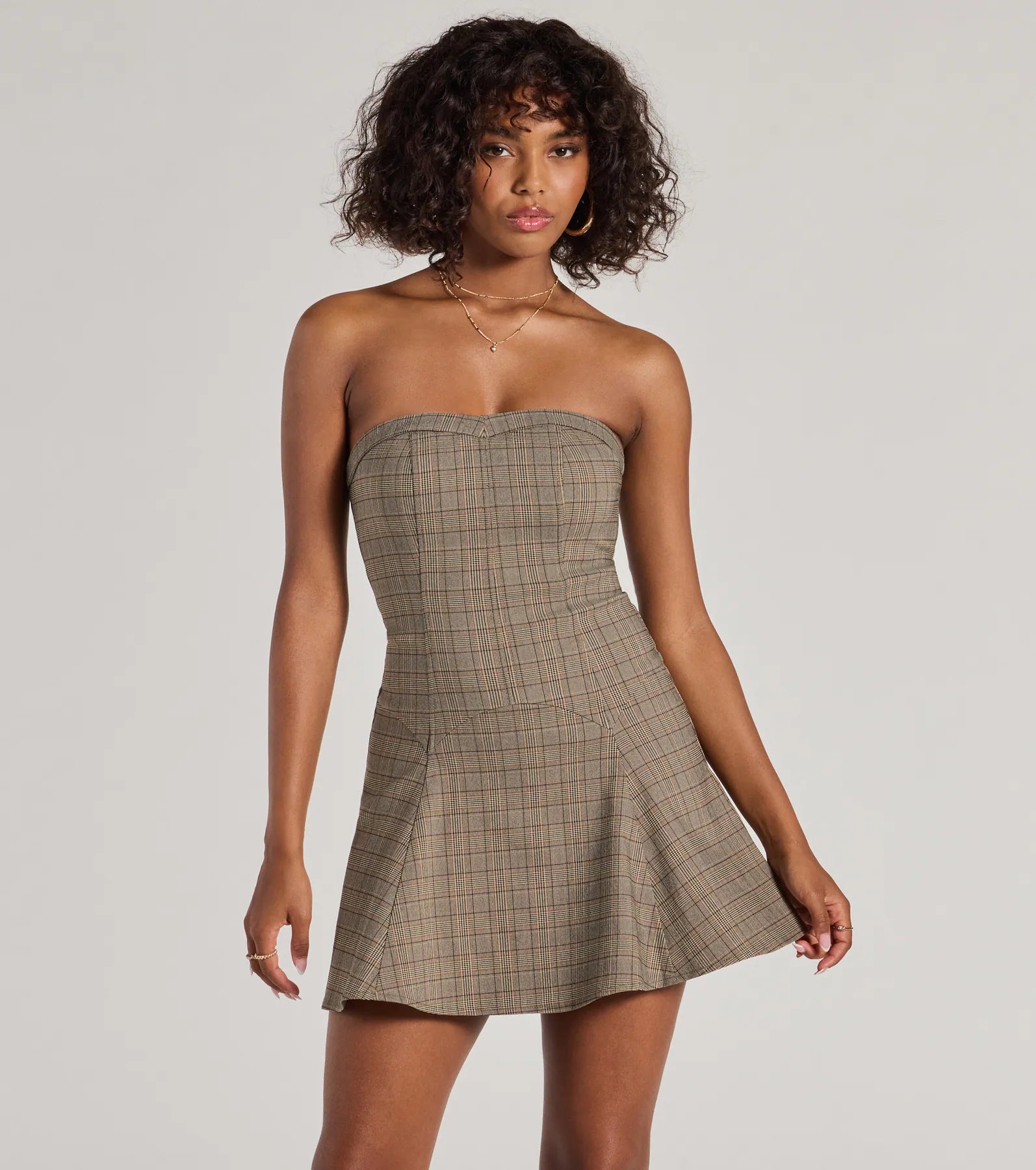 Mini dresses with pocket details for added functionalityAdorable Look Plaid Print Strapless Skater Dress Mini dresses with pocket details for added functionalityAdorable Look Plaid Print Strapless Skater Dress