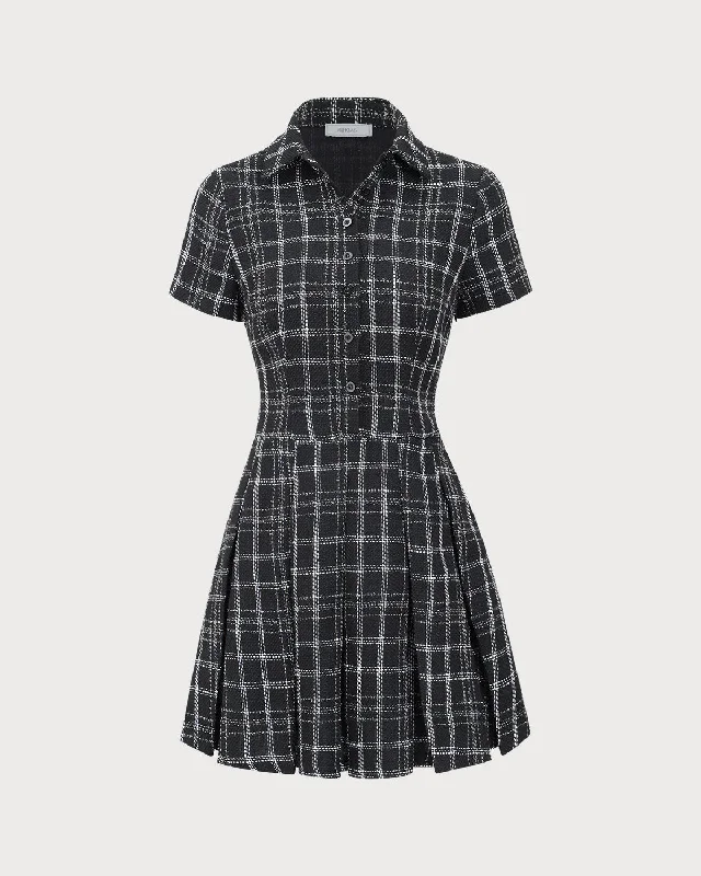 Mini dresses with embroidered details for a unique touchBlack Plaid Tweed Mini Dress Mini dresses with embroidered details for a unique touchBlack Plaid Tweed Mini Dress