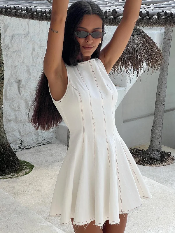 Mini dresses with cold - shoulder designsComposure Pleat Mini Dress White