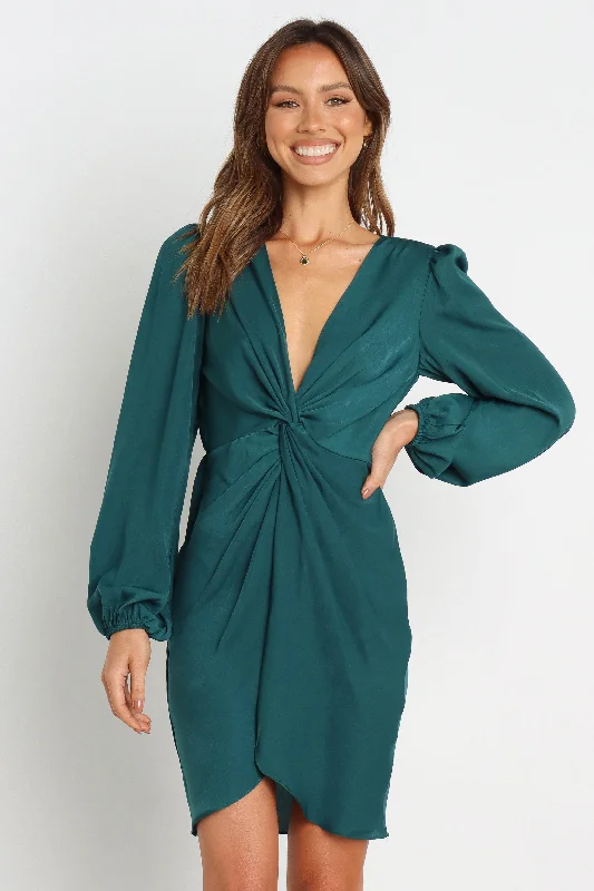 Mini dresses with ribbed textures for a unique appearanceKataleya Dress - Emerald