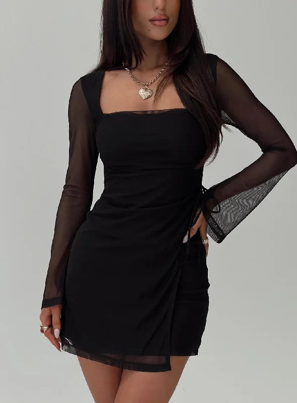 Mini dresses with off - the - shoulder stylesMartinez Long Sleeve Mini Dress Black