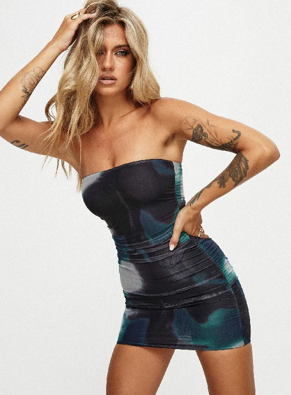 Mini dresses with keyhole necklinesMicah Mini Dress Navy Multi