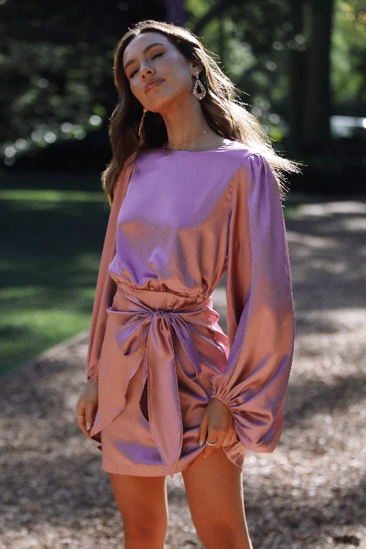Mini dresses with geometric prints for a modern aestheticOpal Dress - Dusty Rose