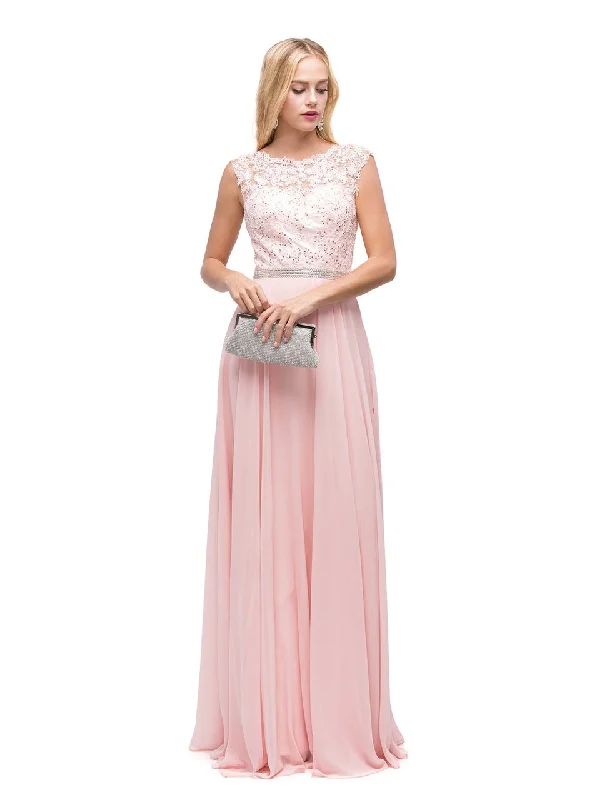 Satin wedding guest dresses with side slits for a sexy touchDancing Queen Bridal - 9675 Illusion-Lace Bodice Chiffon A-Line Dress Satin wedding guest dresses with side slits for a sexy touchDancing Queen Bridal - 9675 Illusion-Lace Bodice Chiffon A-Line Dress