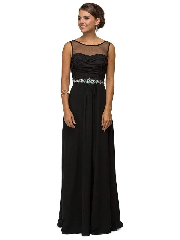 Wedding guest dresses with cold - shoulder designs and solid colorsDancing Queen Bridal - 9541 Ruched Illusion Sweetheart Jewel-banded Chiffon A-line Dress Wedding guest dresses with cold - shoulder designs and solid colorsDancing Queen Bridal - 9541 Ruched Illusion Sweetheart Jewel-banded Chiffon A-line Dress
