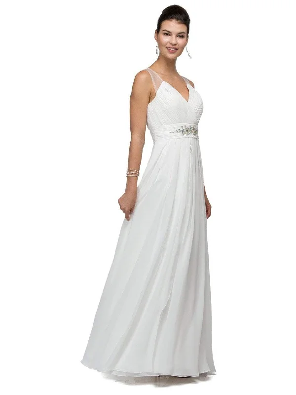 Embroidered wedding guest dresses in earthy tones for a rustic weddingDancing Queen Bridal - 9539 Sophisticated Ruched V-Neck Chiffon A-line Dress Embroidered wedding guest dresses in earthy tones for a rustic weddingDancing Queen Bridal - 9539 Sophisticated Ruched V-Neck Chiffon A-line Dress