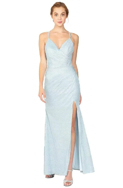 Wedding guest dresses with puff sleeves and knee - length hemsEureka Fashion - Glitter Jersey V-neck Sheath Dress Wedding guest dresses with puff sleeves and knee - length hemsEureka Fashion - Glitter Jersey V-neck Sheath Dress