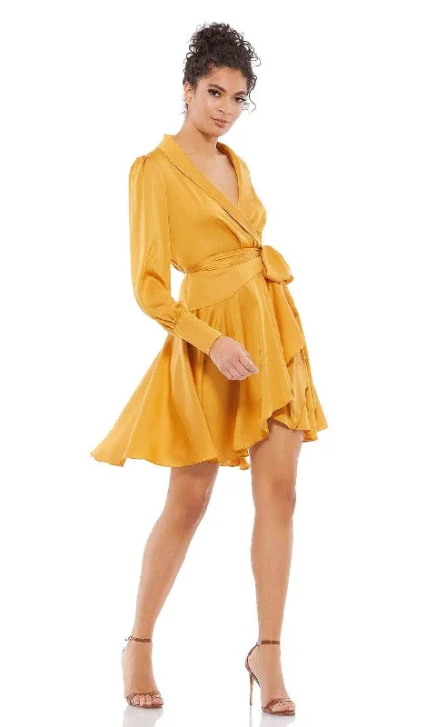 Lace - trimmed cocktail dresses in a pastel color for a soft appearanceIeena Duggal - 70135I Long Sleeve Satin Dress Lace - trimmed cocktail dresses in a pastel color for a soft appearanceIeena Duggal - 70135I Long Sleeve Satin Dress