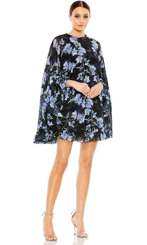 Cocktail dresses with a wrap - front style and a long - length optionIeena Duggal 56028 - Floral Cape Cocktail Dress Cocktail dresses with a wrap - front style and a long - length optionIeena Duggal 56028 - Floral Cape Cocktail Dress