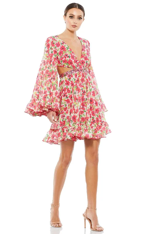 Cocktail dresses with a floral print and a peplum waistIeena Duggal 9158 - Floral Printed Short Bell Dress Cocktail dresses with a floral print and a peplum waistIeena Duggal 9158 - Floral Printed Short Bell Dress