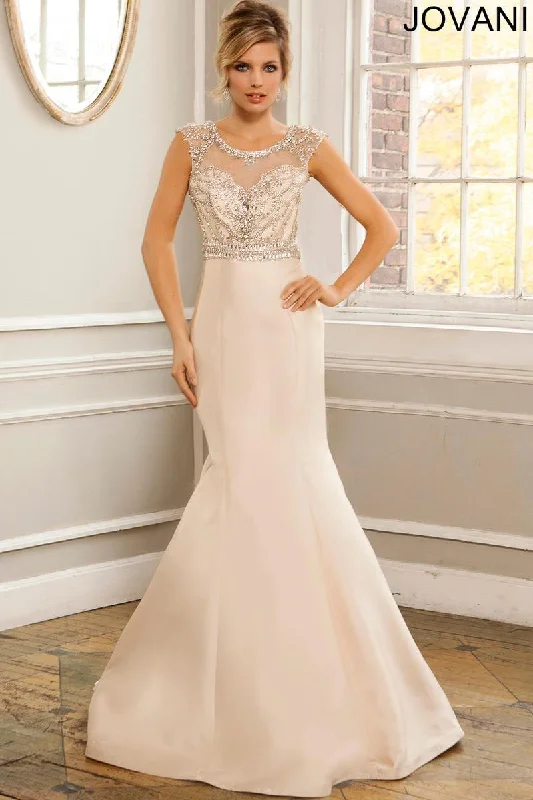 Bodycon dress with a high - low hem for a trendy lookJovani 22637 Crystal Embellished Long Prom Dress Bodycon dress with a high - low hem for a trendy lookJovani 22637 Crystal Embellished Long Prom Dress