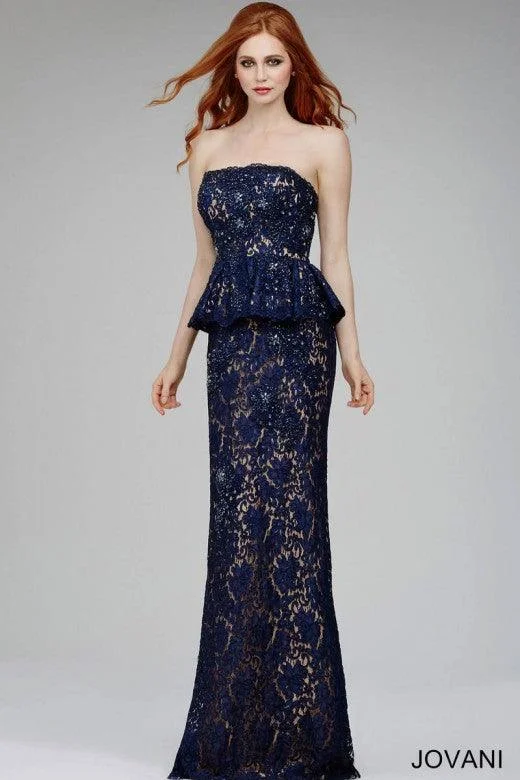 Bodycon dress made of cotton for a breathable optionJovani 20790 Long Formal Strapless Peplum Lace Gown Bodycon dress made of cotton for a breathable optionJovani 20790 Long Formal Strapless Peplum Lace Gown