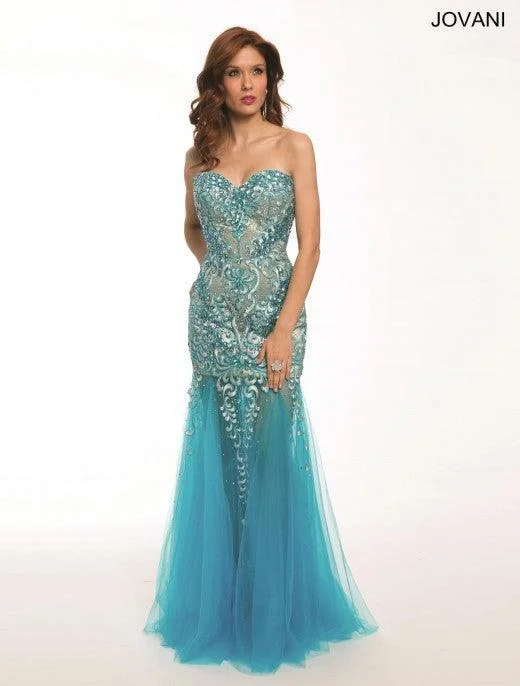 Bodycon dress with a halter neck​Jovani 79213 Prom Long Strapless Formal Dress