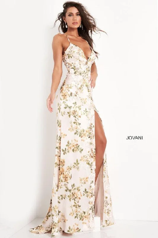 Bodycon dress with a cold - shoulder design​Jovani 06090 Sexy Long Prom Dress
