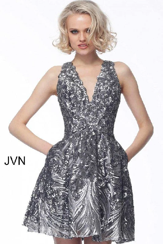 Wedding guest dresses with high - low hems and floral appliquesJovani 66654 Sexy Short Prom Dress Wedding guest dresses with high - low hems and floral appliquesJovani 66654 Sexy Short Prom Dress