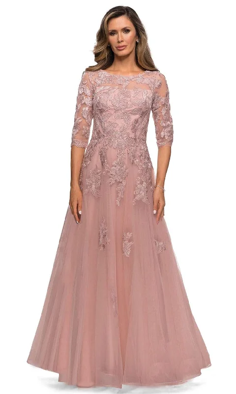 Wedding guest dresses with cut - out details and midi lengthsLa Femme - 27922 Beaded Lace Tulle A-line Gown Wedding guest dresses with cut - out details and midi lengthsLa Femme - 27922 Beaded Lace Tulle A-line Gown