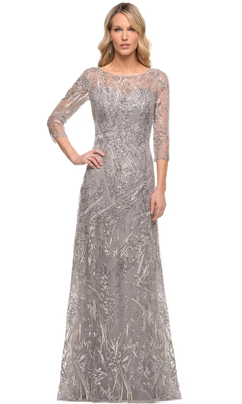 One - shoulder wedding guest dresses with beaded detailsLa Femme 30161 - Embroidered Sheer Lace A-Line Mother of the Groom Dress One - shoulder wedding guest dresses with beaded detailsLa Femme 30161 - Embroidered Sheer Lace A-Line Mother of the Groom Dress