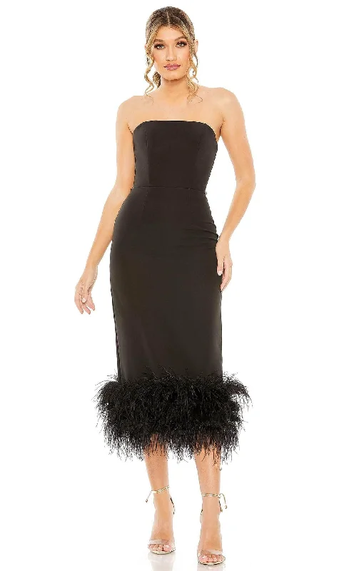 Cocktail dresses with a keyhole back and a midi - lengthMac Duggal 11629 - Feather Trim Sheath Homecoming Dress
