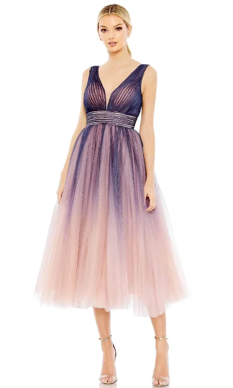 Bow - backed cocktail dresses with a fit - and - flare silhouetteMac Duggal 20403 - Ombre A-Line Midi Dress Bow - backed cocktail dresses with a fit - and - flare silhouetteMac Duggal 20403 - Ombre A-Line Midi Dress