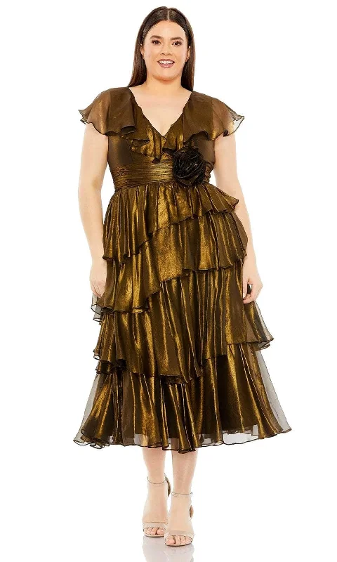 Asymmetric - hem cocktail dresses in a bold color for a fashion - forward lookMac Duggal 49775W - Ruffled Tea-Length Evening Dress Asymmetric - hem cocktail dresses in a bold color for a fashion - forward lookMac Duggal 49775W - Ruffled Tea-Length Evening Dress