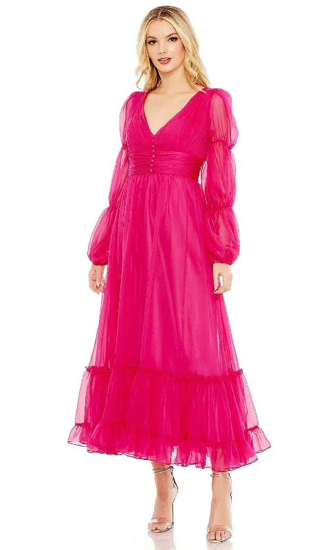 Cocktail dresses with off - the - shoulder designs and beaded accentsMac Duggal 68254 - Puff Detailed Chiffon Dress