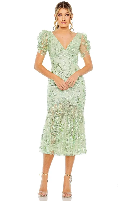 Ruffled cocktail dresses with a knee - length hem for a feminine appealMac Duggal 68266 - Floral Embellished Puff Sleeves Dress Ruffled cocktail dresses with a knee - length hem for a feminine appealMac Duggal 68266 - Floral Embellished Puff Sleeves Dress