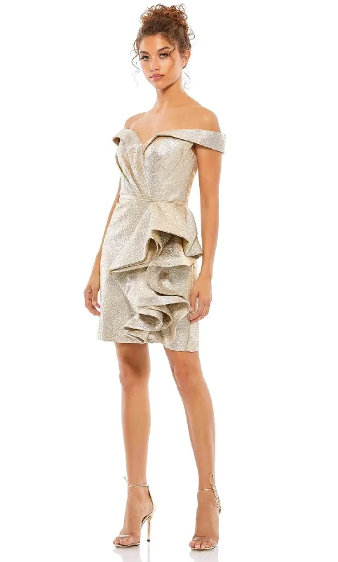 Cocktail dresses with cold - shoulder designs in a lightweight fabricMac Duggal 68325 - Short Off Shoulder Metallic Dress Cocktail dresses with cold - shoulder designs in a lightweight fabricMac Duggal 68325 - Short Off Shoulder Metallic Dress