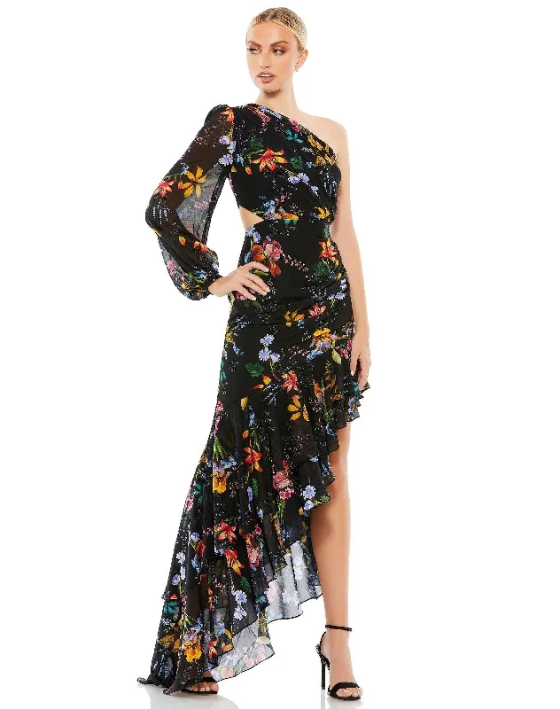 Plus - size bodycon dress for a flattering fitMac Duggal 55668 High Low One Shoulder Floral Dress Plus - size bodycon dress for a flattering fitMac Duggal 55668 High Low One Shoulder Floral Dress