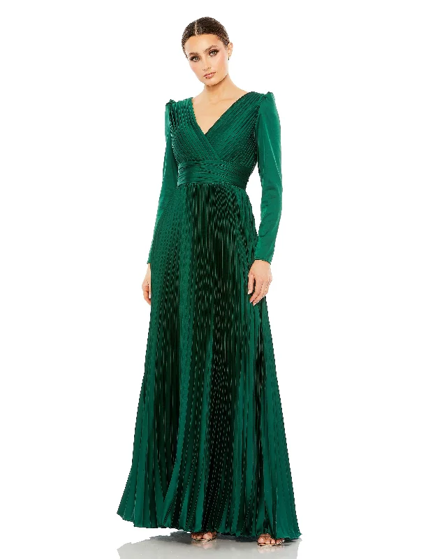 Maxi wedding guest dresses with floral prints for summer weddingsMac Duggal 26542 Long Sleeve Formal Pleated Dress Maxi wedding guest dresses with floral prints for summer weddingsMac Duggal 26542 Long Sleeve Formal Pleated Dress