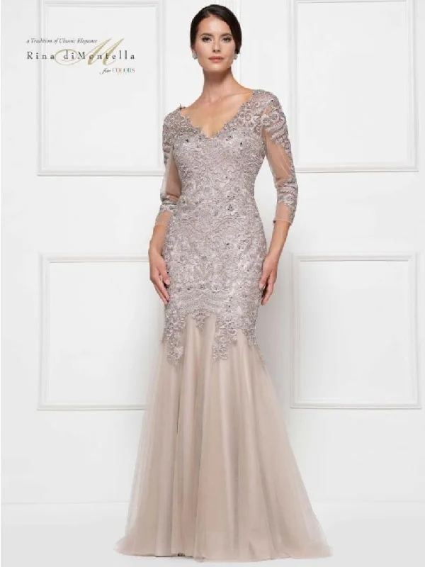 Sheath - style bodycon dress for a sophisticated office lookRina di Montella Long Formal Long Sleeve Dress 2682 Sheath - style bodycon dress for a sophisticated office lookRina di Montella Long Formal Long Sleeve Dress 2682