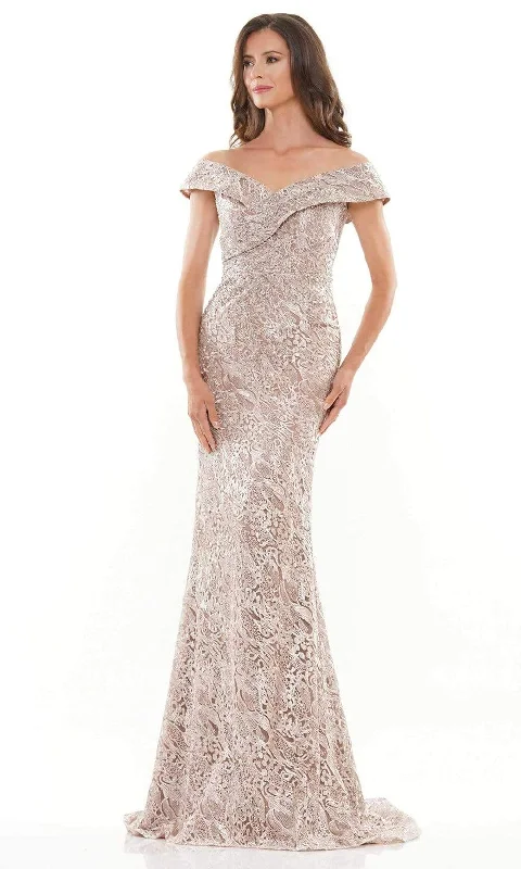 Cotton wedding guest dresses with smocked details for a casual weddingRina Di Montella - RD2740 Off Shoulder Ornate Lace Gown Cotton wedding guest dresses with smocked details for a casual weddingRina Di Montella - RD2740 Off Shoulder Ornate Lace Gown