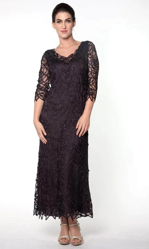 Tea - length wedding guest dresses with polka dot patternsSoulmates C904 - V-Neck One Piece Mother Of The Bride Dress