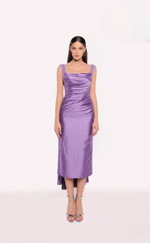 Cocktail dresses with a pleated skirt and a square necklineTarik Ediz 98785 Dress