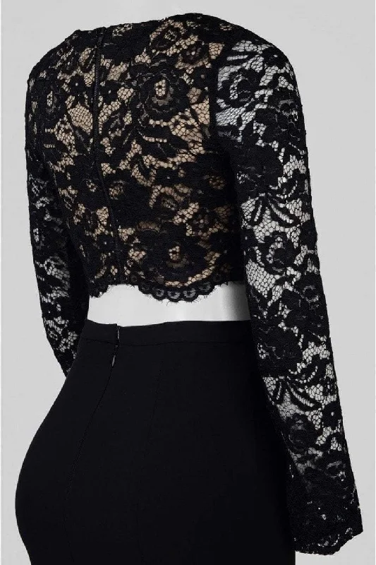 Prom dresses with cold - shoulder ruffled sleeves and floral prints for a romantic and fashionable styleAidan Mattox - MN1E200556 Two Piece Lace Sheath Dress Prom dresses with cold - shoulder ruffled sleeves and floral prints for a romantic and fashionable styleAidan Mattox - MN1E200556 Two Piece Lace Sheath Dress