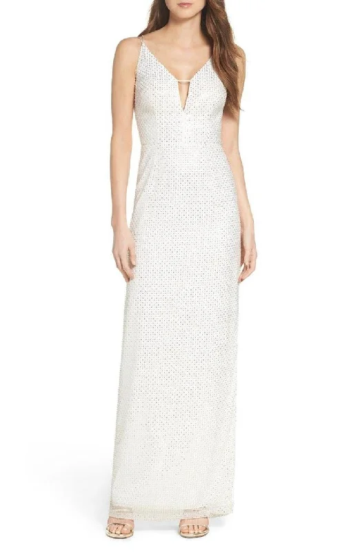 A - line formal dresses with beaded lace appliques for formal eventsAidan Mattox - Sequined Mesh Long Dress MN1E200508 A - line formal dresses with beaded lace appliques for formal eventsAidan Mattox - Sequined Mesh Long Dress MN1E200508