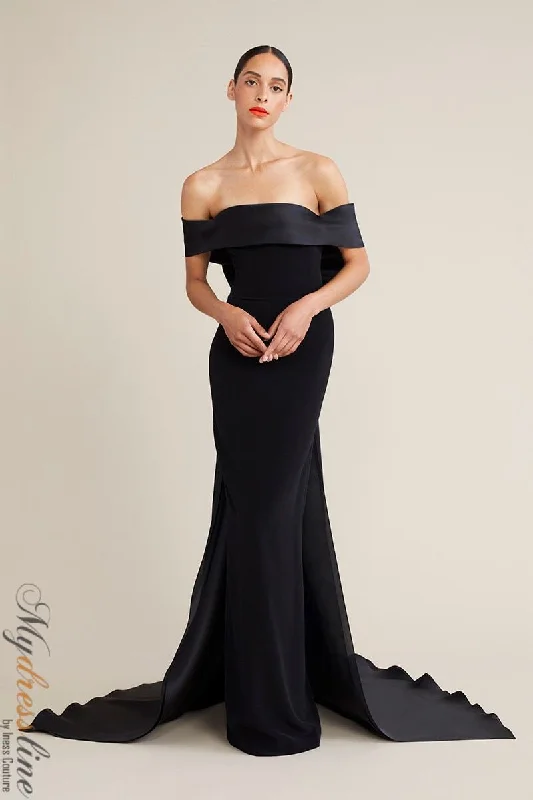 Formal dresses with cold - shoulder ruffled sleeves and floral prints for a romantic and trendy formal styleAudrey+Brooks 6205 Formal dresses with cold - shoulder ruffled sleeves and floral prints for a romantic and trendy formal styleAudrey+Brooks 6205